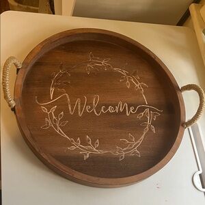 Shabby chic Wooden Welcome Tray with Rope Handles